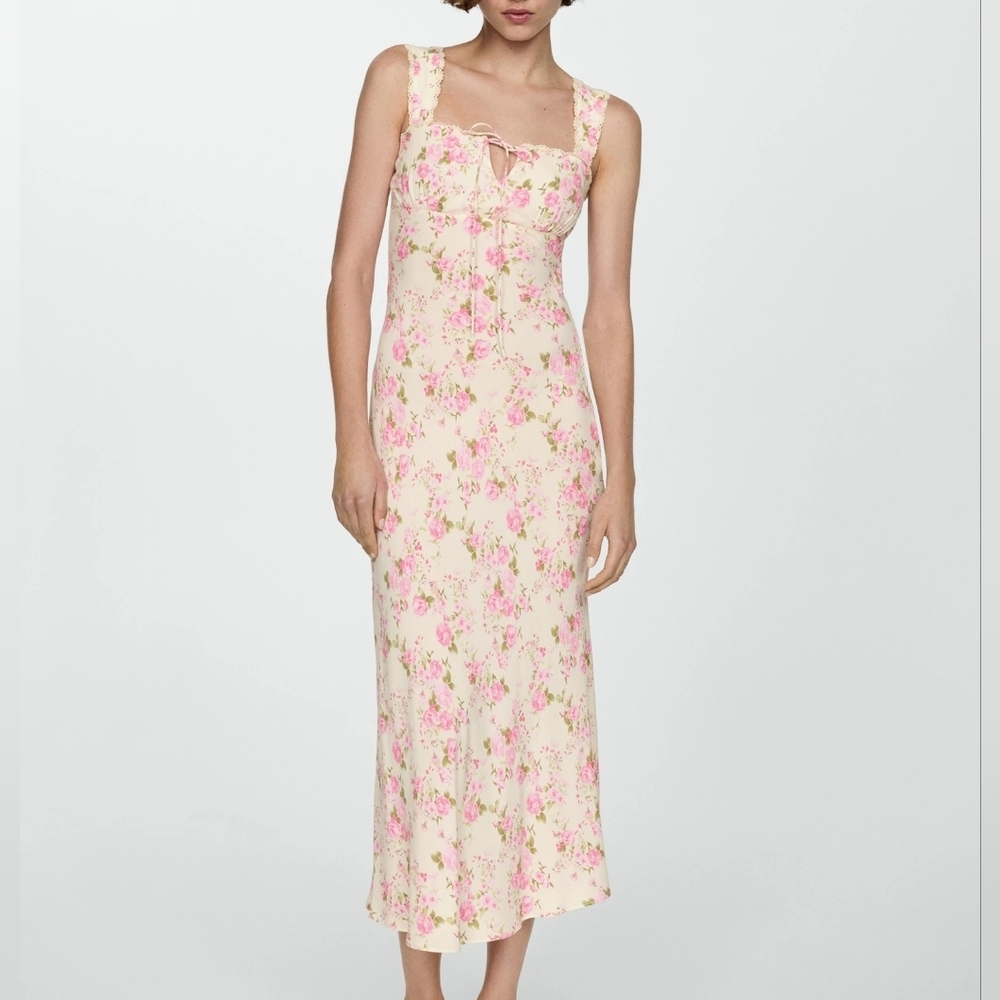 Mango Floral dress with bow neckline - Picture 7 of 9